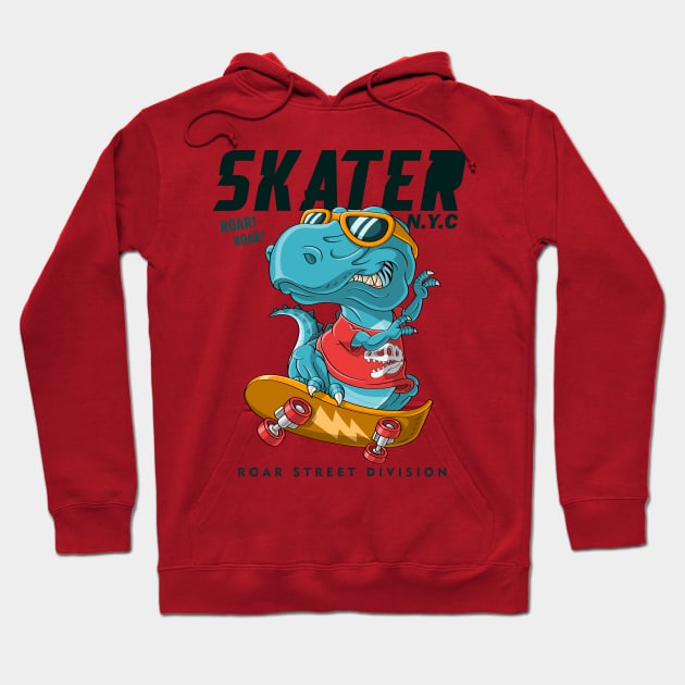 cool dinosaur playing skateboarding Hoodie by Tshirt lover 1